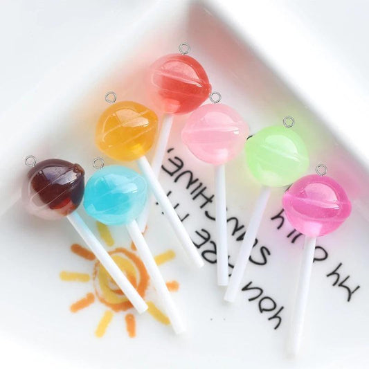 10pcs Simulation 3D Planet Lollipop Resin Charms Sweet Food Pendant For Earring Keychain Diy Crafts Jewelry Make