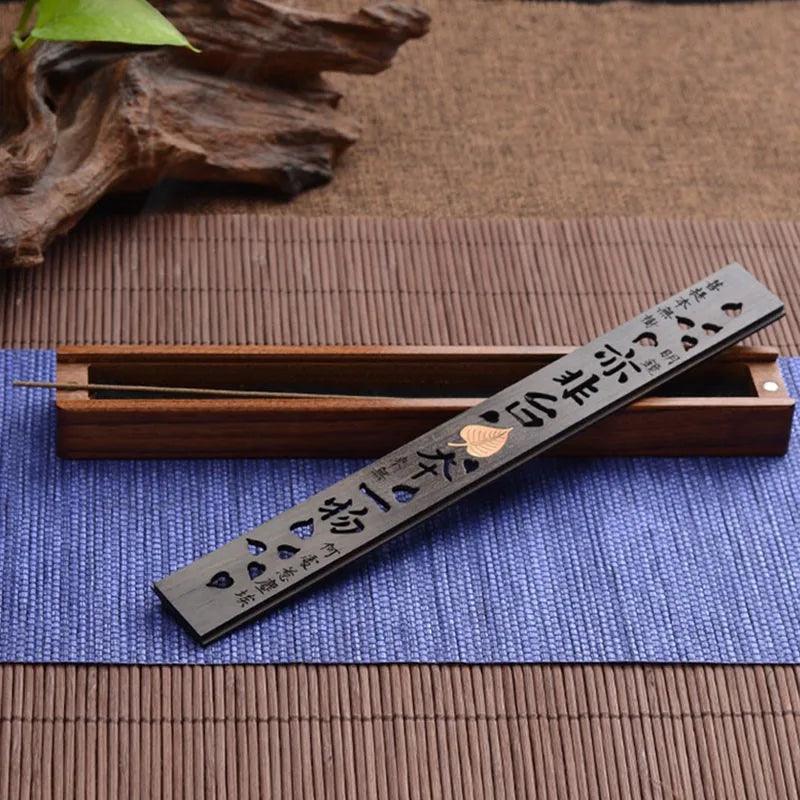 Creative Retro Black Home Office Wooden Incense Holder Incense Burner Traditional Chinese Type Wood Handmade Carving Censer Box - HighGloss Shop