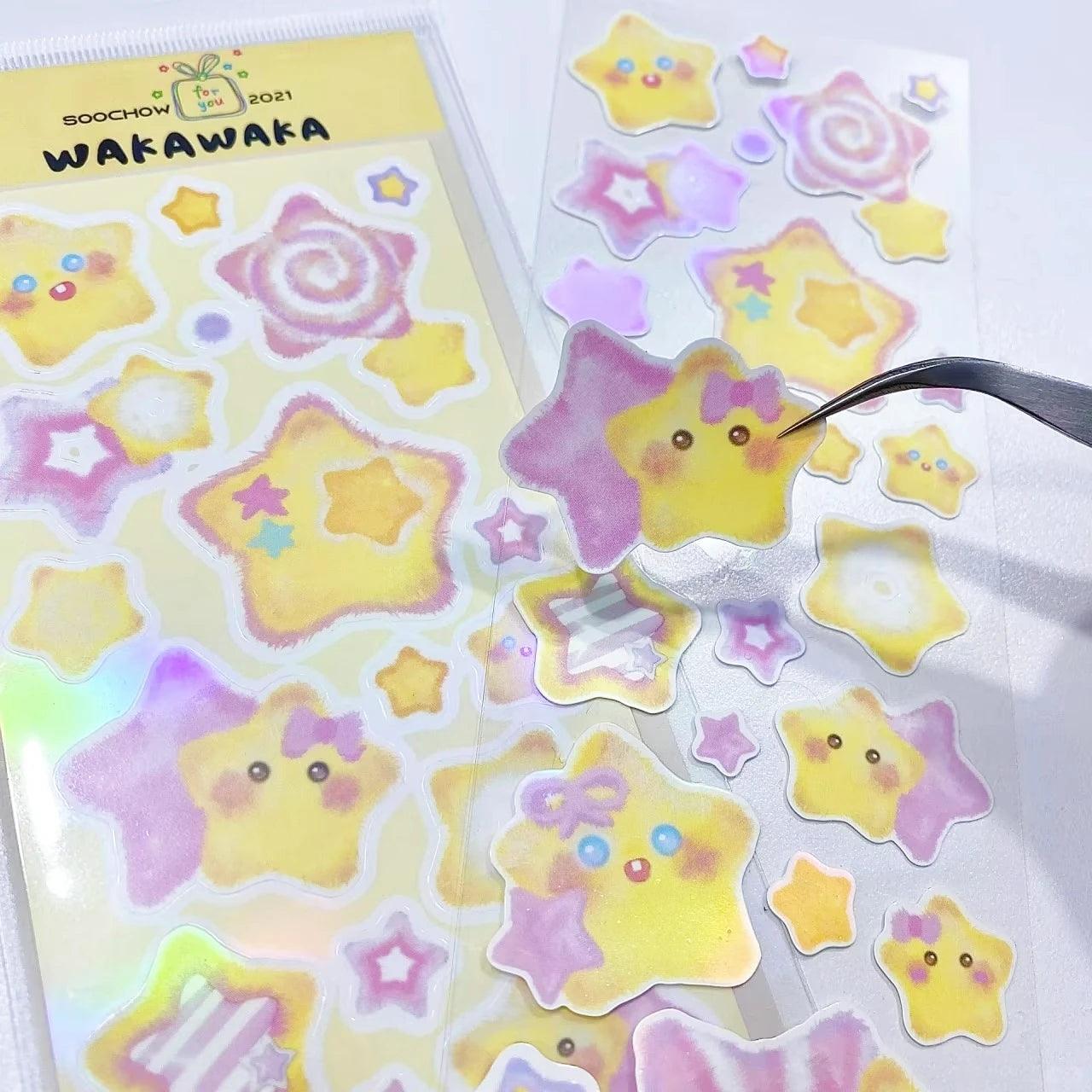 Korean Style Cute Journal stickers Hot KPOP Toploader Decoration Scrapbooking Material Kawaii Star Holographic Deco Seal