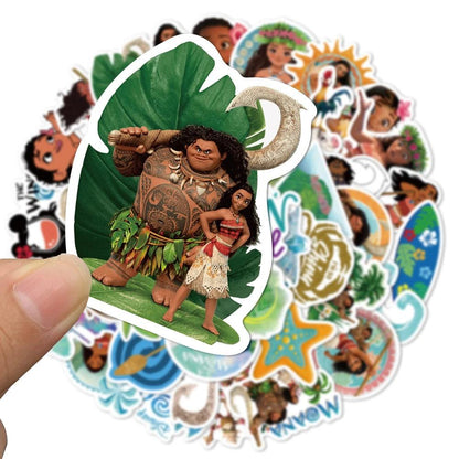 50PCS Cartoon Movie Moana Stickers Disney Princess Waterproof Decals for Laptop Skateboard Kids Girls Toys Party Accessory