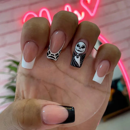 24P/Set Halloween Fake Nails Art Ghost Face Pumpkin Spooky Designer Girls Party Press on Nail Tips Wearable Stick on Nails False