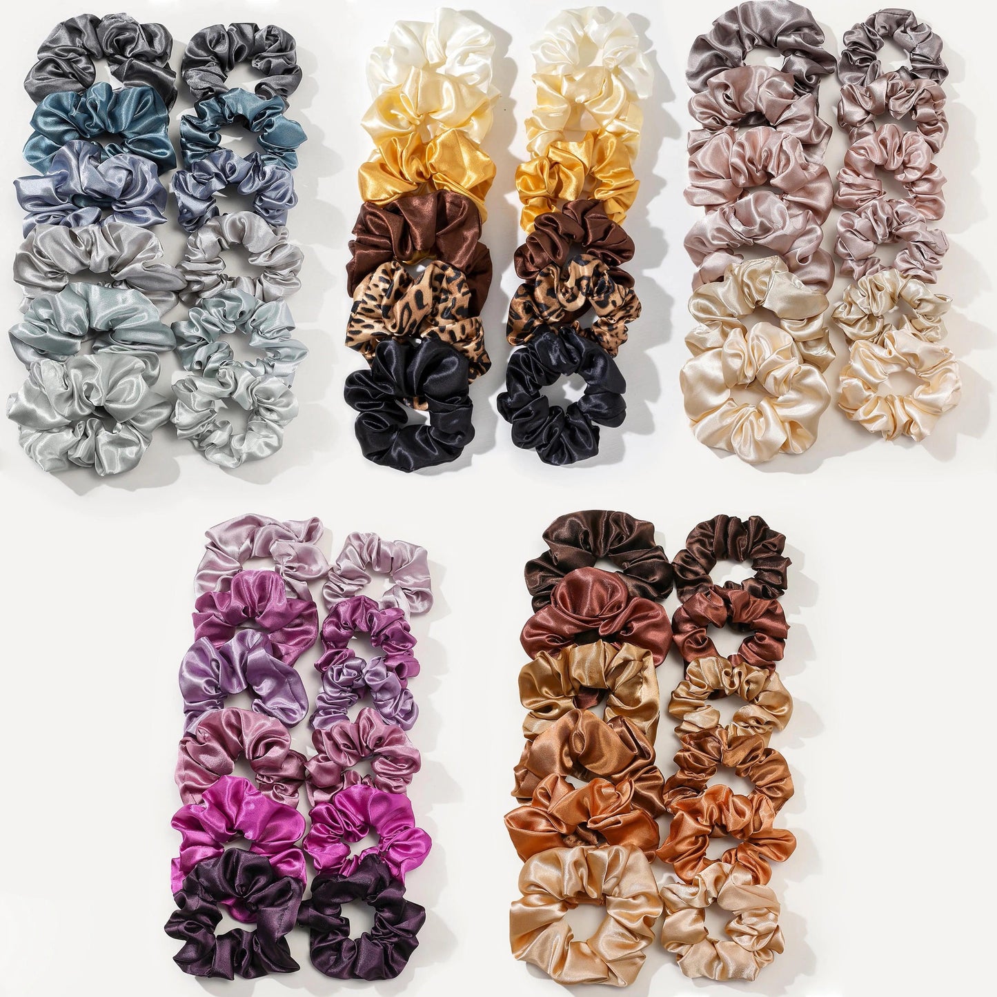 12PCS Soft fashion Satin Colorful Large Intestine Hair Band Hair Accessories hair scrunchies