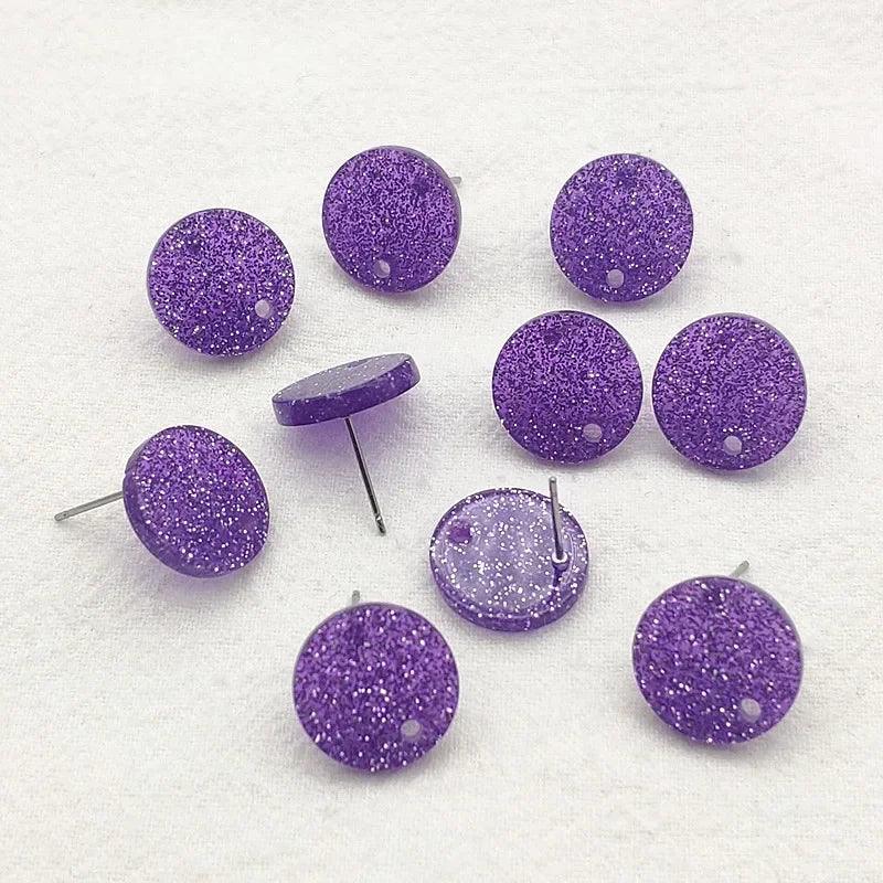 New Arrival! 14/16mm 100pcs/lot Acrylic Coin-Shape Glitter Color Earring Studs For Earrings Accessories/Parts Jewelry DIY Making