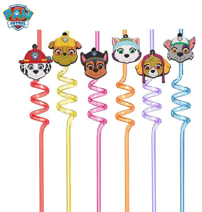 Paw Patrol Anime Party Straw Birthday Party Cartoon Decoration Gift