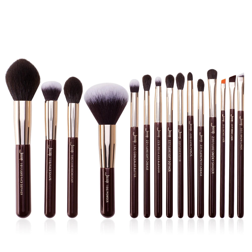 Jessup Professional Makeup Brushes Set 15pcs Make up Brush Natural-synthetic Foundation Powder Detail Eye Brush Pearl White T222