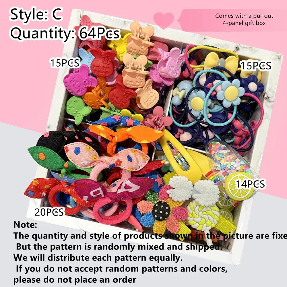 Cute Hair Accessories Set for Girs, Seamless Ponytail Holders Variety Hair Scrunchies Hair Clips Set Gift Box Set For Holidays