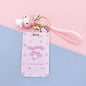 Kawaii Sanrio Cinnamoroll My Melody Anime Keychain Pendant Purin Dog Cat Cute Card Holder Plastic Lanyard Card Holders for Girl