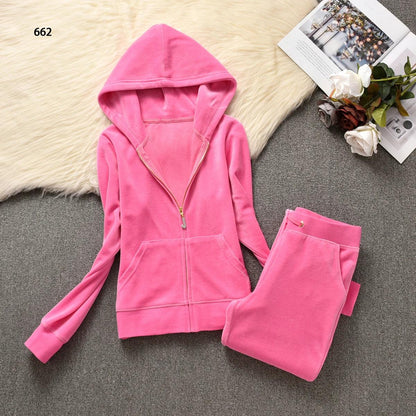 Y2K Velvet Tracksuit New Women Clothing 2 Piece sets Autumn Women's Couture Elegant Hoodies Sweatshirt and Casual Pants Set