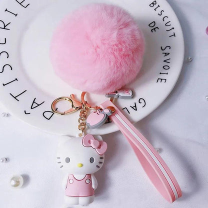 Sanrio Cartoon Hello Kitty Keychain Cute Melody Kuromi Cinnamoroll Doll Pendant Decoration Keyring Jewelry Girl Child Gift Toy