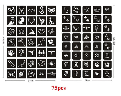 10-99pcs Henna Tattoo Stencils Kit Reusable for Men Women Kids Temporary Indian Arabian Glitter Airbrush Tattoo Template Body