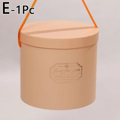 Round Floral Boxes Flower Packaging Paper Bag Gift Storage Box Snacks Candy Packaging Box With Lid Lanyard