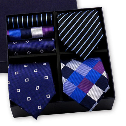 Luxury Men's Tie 3 Sets In Gift Box Paisley Striped Necktie Handkerchief For Men Gravata Wedding Formal Clothing Accessories