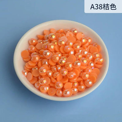 3mm-12mm Mix Size Half Round AB Pearl plastic Non Hotfix Flat Back Glitters For DIY Nail Craft Decoration