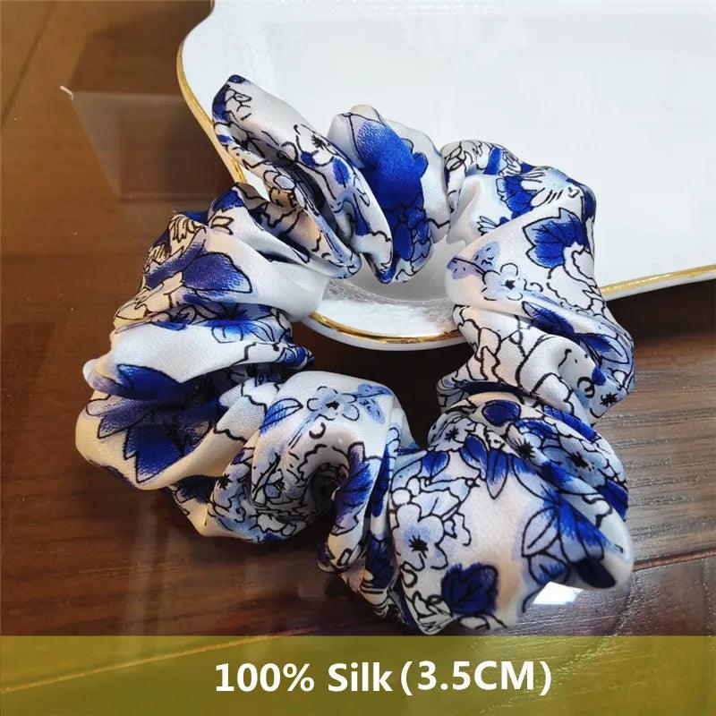 Heavyweight 100% Pure Silk Handmade Hair Scrunchies For Women Fashion Hair Ties Soft Hairbands New Girls Hair Accessoires