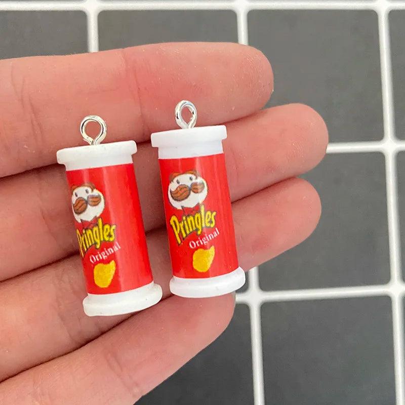 10pcs/pack Cute 3D Small Potato Chips Resin Charms Double Sided Potato Chips Food Pendants For Earring Keychain Jewelry Make DIY