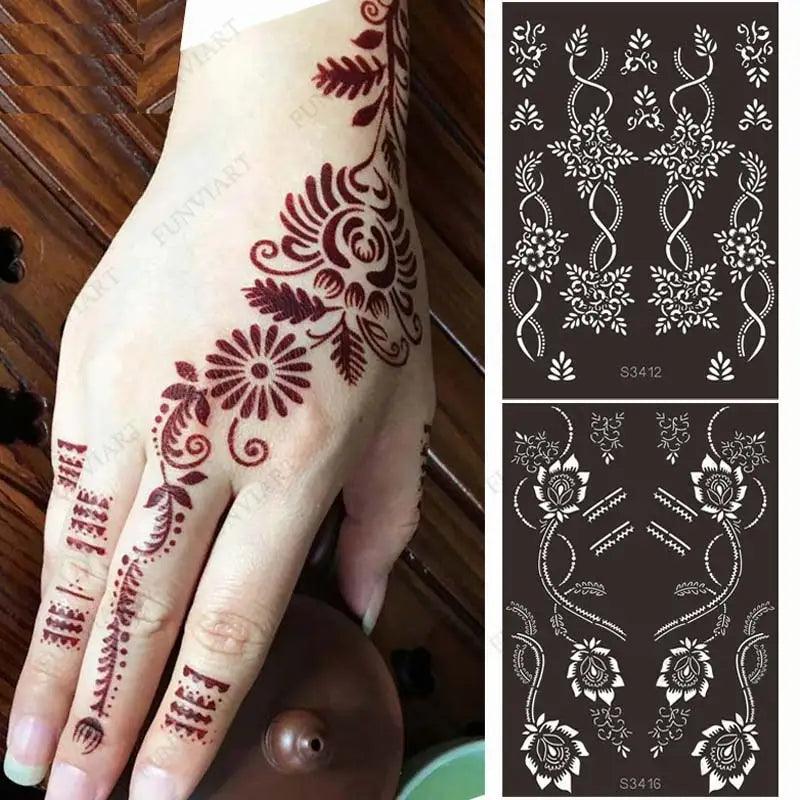 Reusable Temporary Henna Tattoo Stencil Arm Sleeve Mehndi Stencils Designs Painting Template DIY Tattoo Supplies