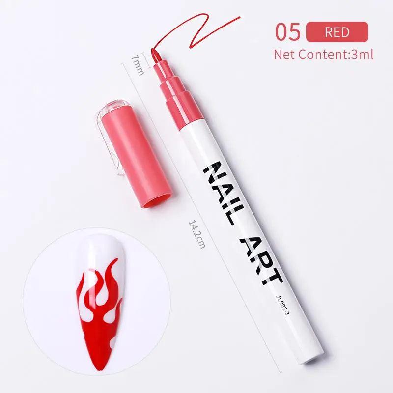 Nail Art Drawing Graffiti Pen Waterproof Painting Liner Brush DIY 3D Abstract Lines Fine Details Flower Leaf Nail Manicure Tools