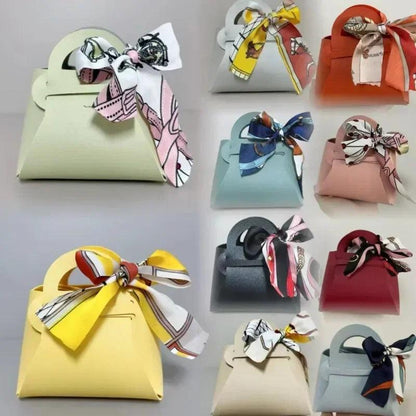 10PCS Distribute Leather Pink Gift Bags Wedding Favour Bag for Guest Mini Handbag with Ribbon Candy Packaging Box Party Decor