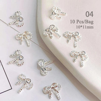 Butterfly Shaped Gold Silver Nail Charms Metal Alloy 3D Nail Rivets Gems Decoration Manicure Jewelry Accessories Nail Supplies