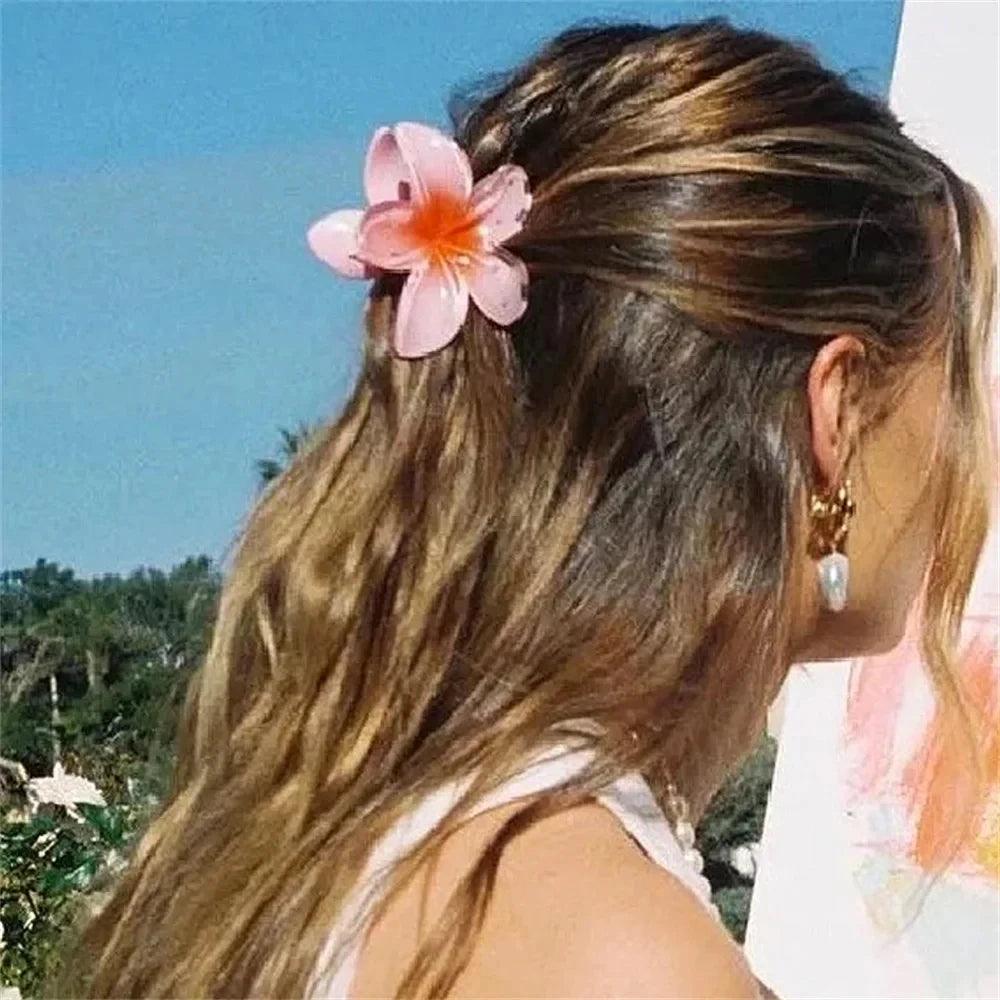 2Pcs Fashion Flower Hair Claw Clip Women Girls Shark Hair Claws Hairpin Barrettes Beach Ponytail Crab Clip Hair Accessories