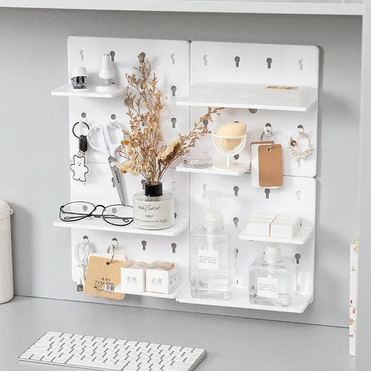 Room Decor Hole Board Wall Shelf Hooks Desk Organizer Make Up Organizers Room Storage Rack Home Accessories Punch-free Holes