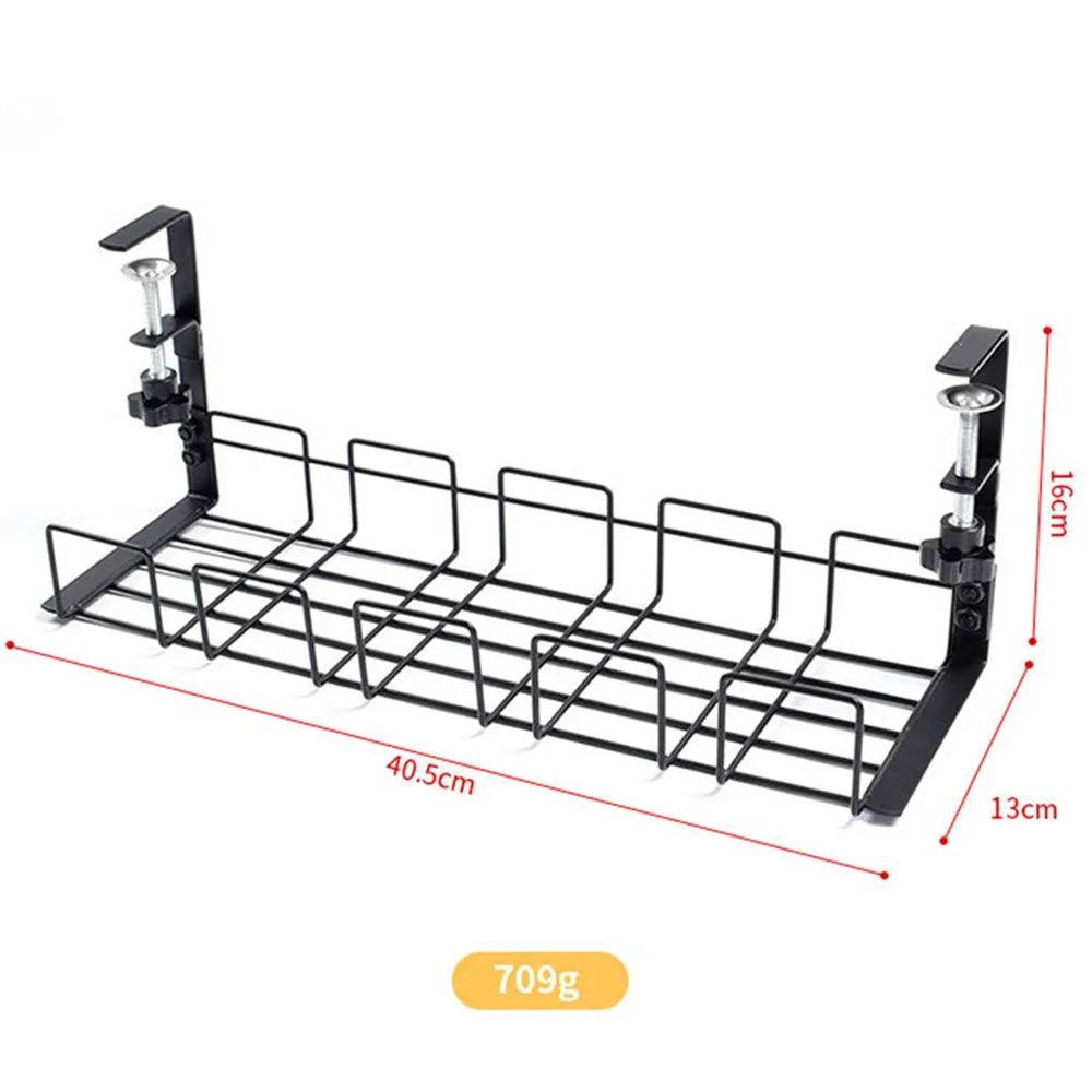 Under Table Storage Rack Metal Cable Management Tray Home Office Desk Wire Organizer No Punching Kitchen Storage Accessories