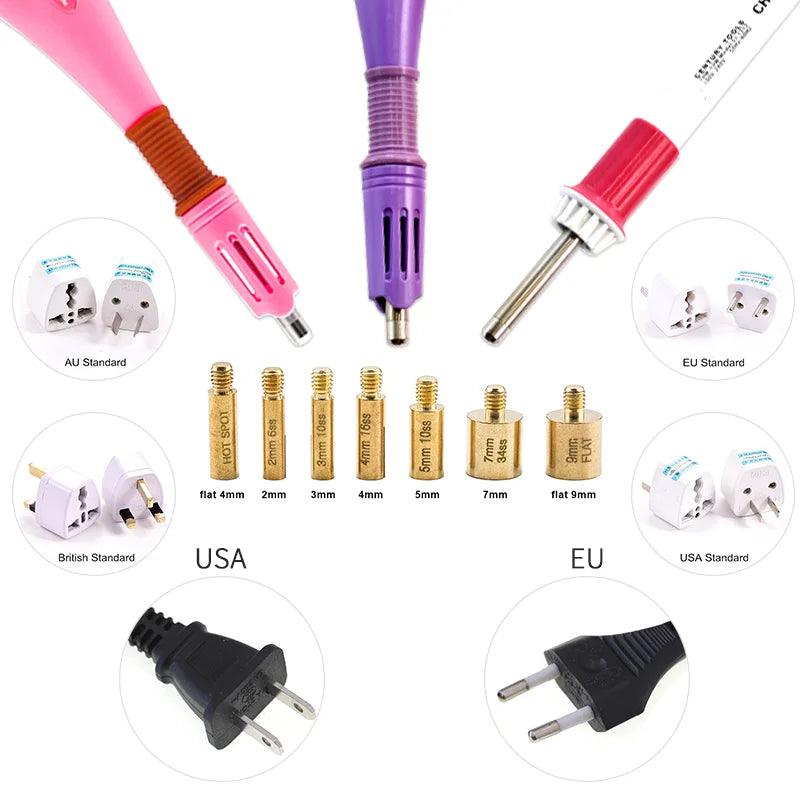 Fast Heated! EU/US Plug White Hotfix Rhinestone Applicator Pink Iron-on Hot Fix Rhinestone Applicator Wand Heat-fix Tool  Y2852