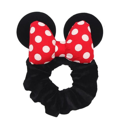 New Chic Disney Mickey Mouse Ears Hair Scrunchies Sequins 4"Bows Elastic Headband Women Velvet Girls DIY Hair Accessories Gift