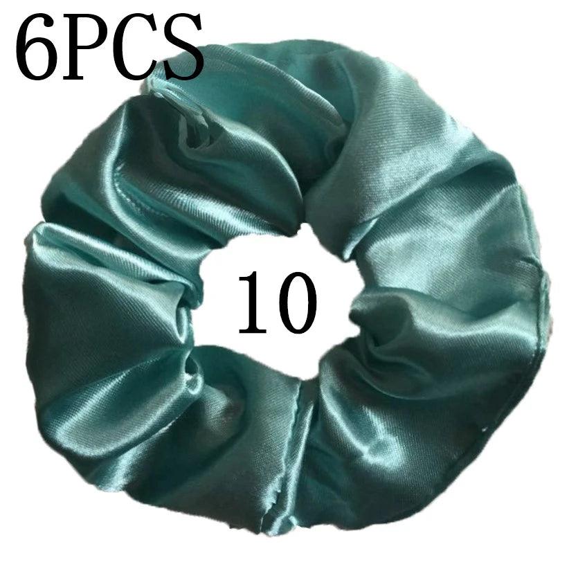 6pcs/lot Hair Scrunchies Bands Scrunchy Ties Ropes Ponytail Holder for Women or Girls Accessories Satin Headwear Solid Color Set