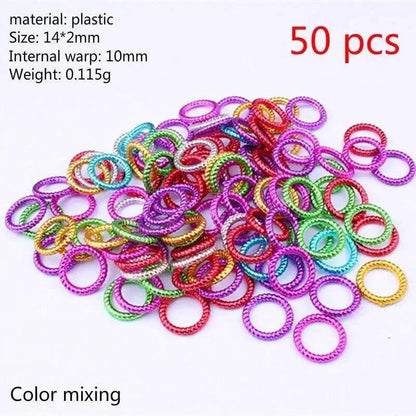 50pcs/set Hair Styling Tools Personalized Ponytail Braided Hair Ring Hip-hop Headdress Women Dirty Braid Beading DIY Accessories