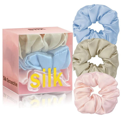 1 Box 100% Pure Mulberry Silk Hair Scrunchies Silk Hair Ties Hairbands Skinny Scrunchies Ponytail Holders Hair Care Accessories