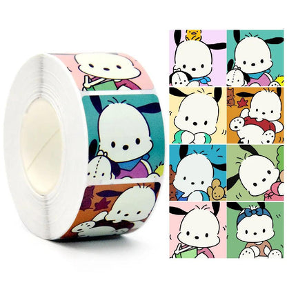 500Pcs/Roll Sanrio Stickers Kawaii Hello Kitty Melody Kuromi Cinnamoroll Luggage Graffiti Decals Kid Toy Decoration Sticker Gift