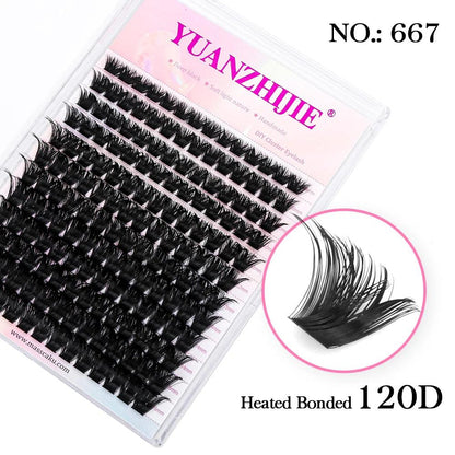 YUANZHIJIE DIY 120 PCS Cluster Lashes 3D Natural Bunch 8-16mm D Curl Segmented Beam Individual Mink Tufted Eyelash Fine Lash Tip