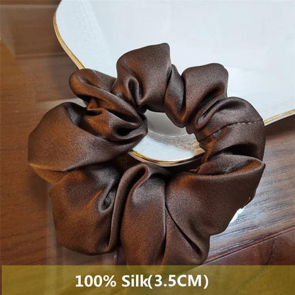 Heavyweight 100% Pure Silk Handmade Hair Scrunchies For Women Fashion Hair Ties Soft Hairbands New Girls Hair Accessoires