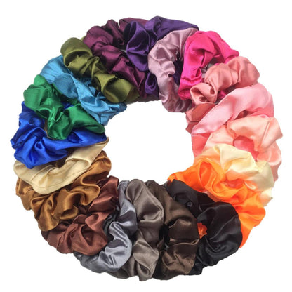 6pcs/lot Hair Scrunchies Bands Scrunchy Ties Ropes Ponytail Holder for Women or Girls Accessories Satin Headwear Solid 100 Color