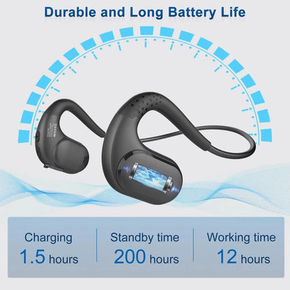 Open Ear Headphones Bluetooth 5.3 Air Conduction Wireless Earphones Sport Earbuds with Removable Mic,Gym Noise Reduction Headset