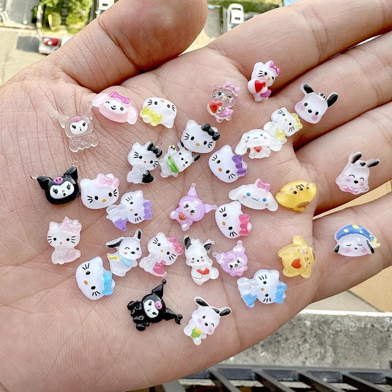 Sanrioed Hello Kitty DIY Nail Art Jewelry Decor Kawaii Kuromi Charms For Manicure DIY Nail Parts Rhinestone Toy Gift for Girls