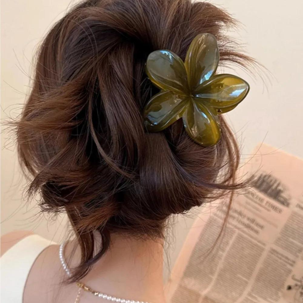 Women's Laser Mermaid Princess Flower Shaped 8cm/3.15in Large-Size Brown Beige Lightweight Plastic Hair Clips Fashionable And