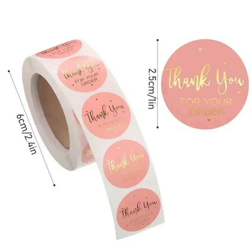 500pcs Round Labels Thank You Sticker Candy Bag Flower Cake Boxes Gift Packaging Wedding Grateful Decorative Seal Stickers