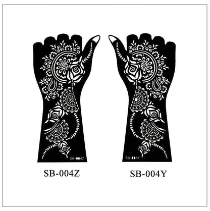 1 Pair Flower Tattoo Stencil for Hand Henna Tattoo Templates Mandala Lace  Design Wedding Painting Henna Kit Tool