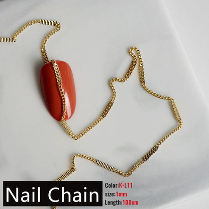 Nail Chain Rose Gold Silver Pixie Stone Beads Decorations Metal Steel Press on Nails Charms Art Jewelry Accessories Manicure