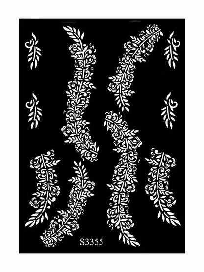 Hollow Drawing Henna Template for Hand Henna Tattoo Stencil Flower Tattoo Design for Women Wedding Festival Party Tatoo Tools