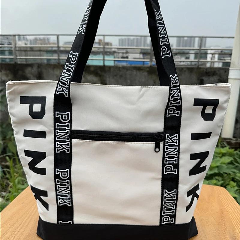 Literary Nylon Tote Bag For Women Large Capacity Shoulder Bag Fashion Letter Strap Handbags Large Capacity Tote Bag