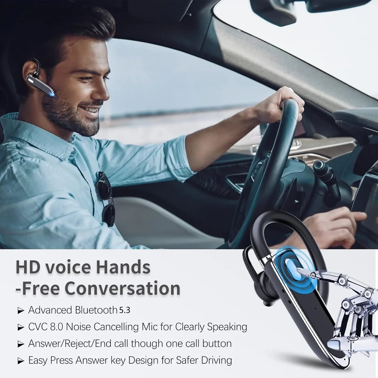 Wireless Bluetooth Headphones With Microphone Earphones Noise Cancelling Handsfree Noise Canceling Headset For Driving Business