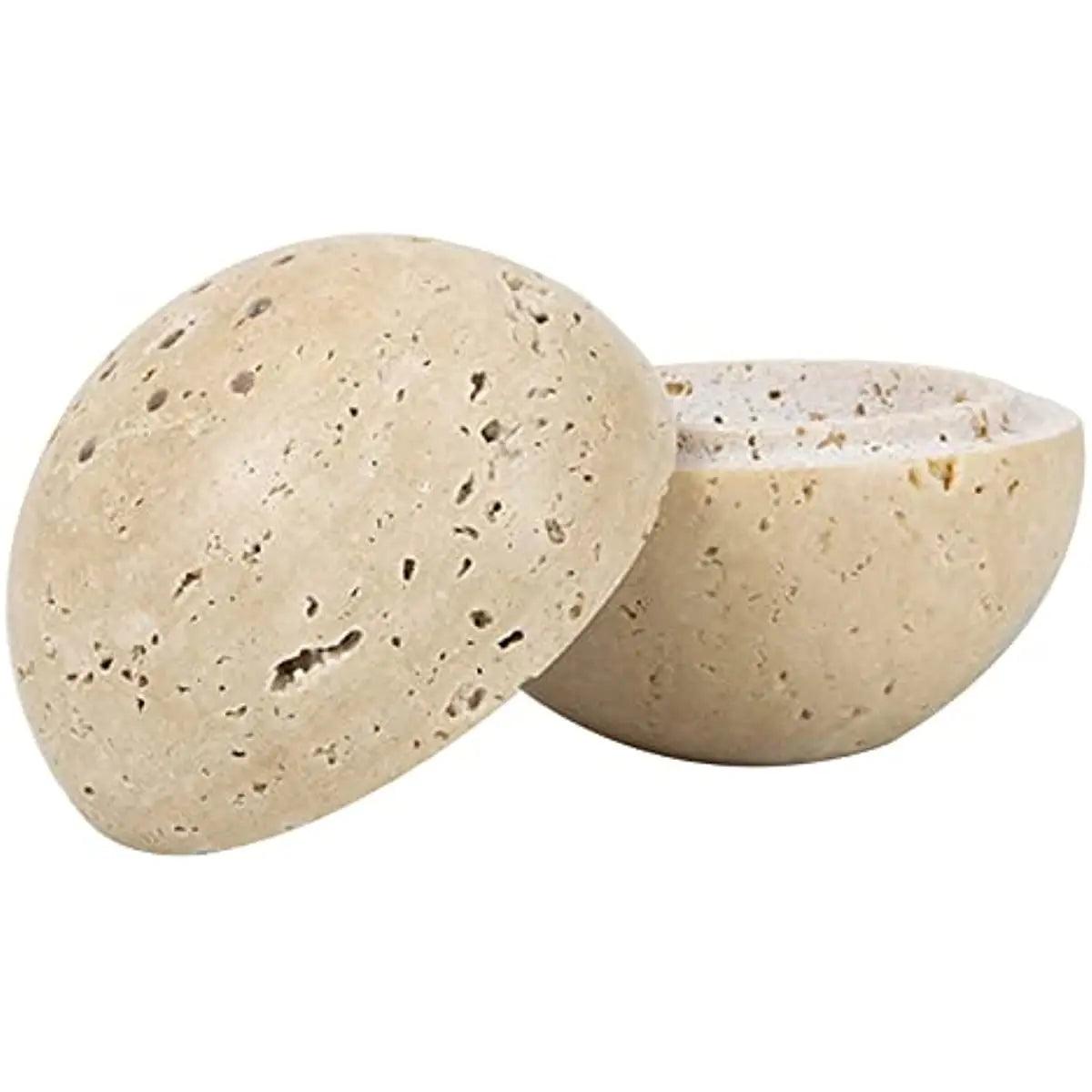 SAIDKOCC Handmade Natural Marble Beige Travertine Stone Round Incense Burner Holder for Room / Kitchen / Coffee Shop - HighGloss Shop