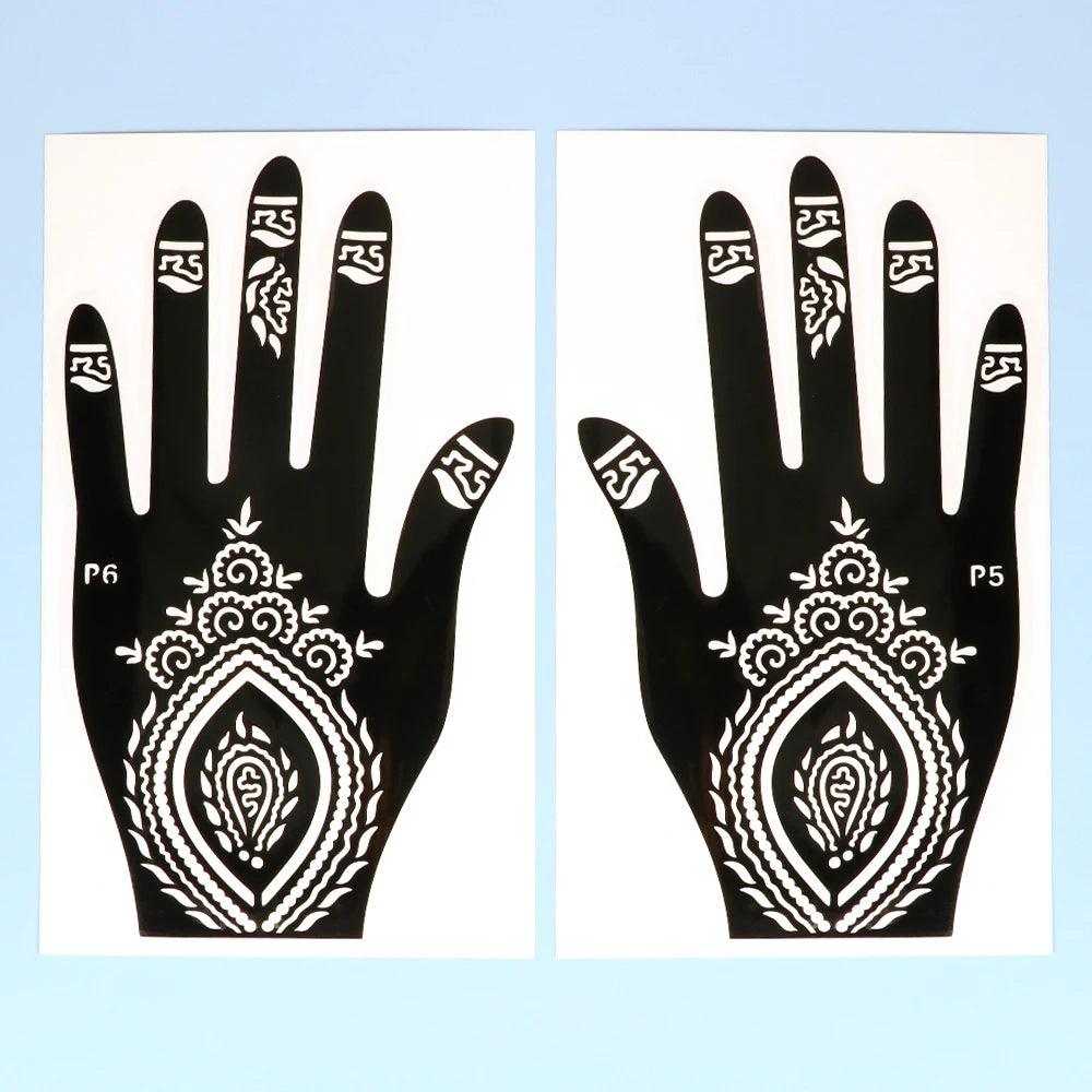 2pcs Henna Tattoo Stencils Templates For Women Temporary Tattoo Indian Fashion Flower Wedding Tattoo Supplies For DIY Body Art