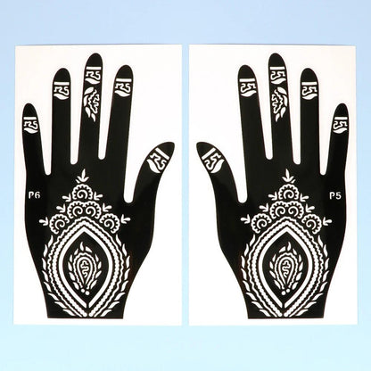 2pcs Henna Tattoo Stencils Templates For Women Temporary Tattoo Indian Fashion Flower Wedding Tattoo Supplies For DIY Body Art