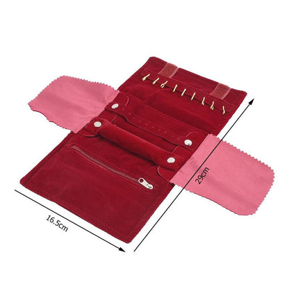 Travel Bracelet Jewelry Organizer Roll Up Bag Portable Velvet Ring Earrings Pendant Necklace Storage Bag Ornaments Foldable Case