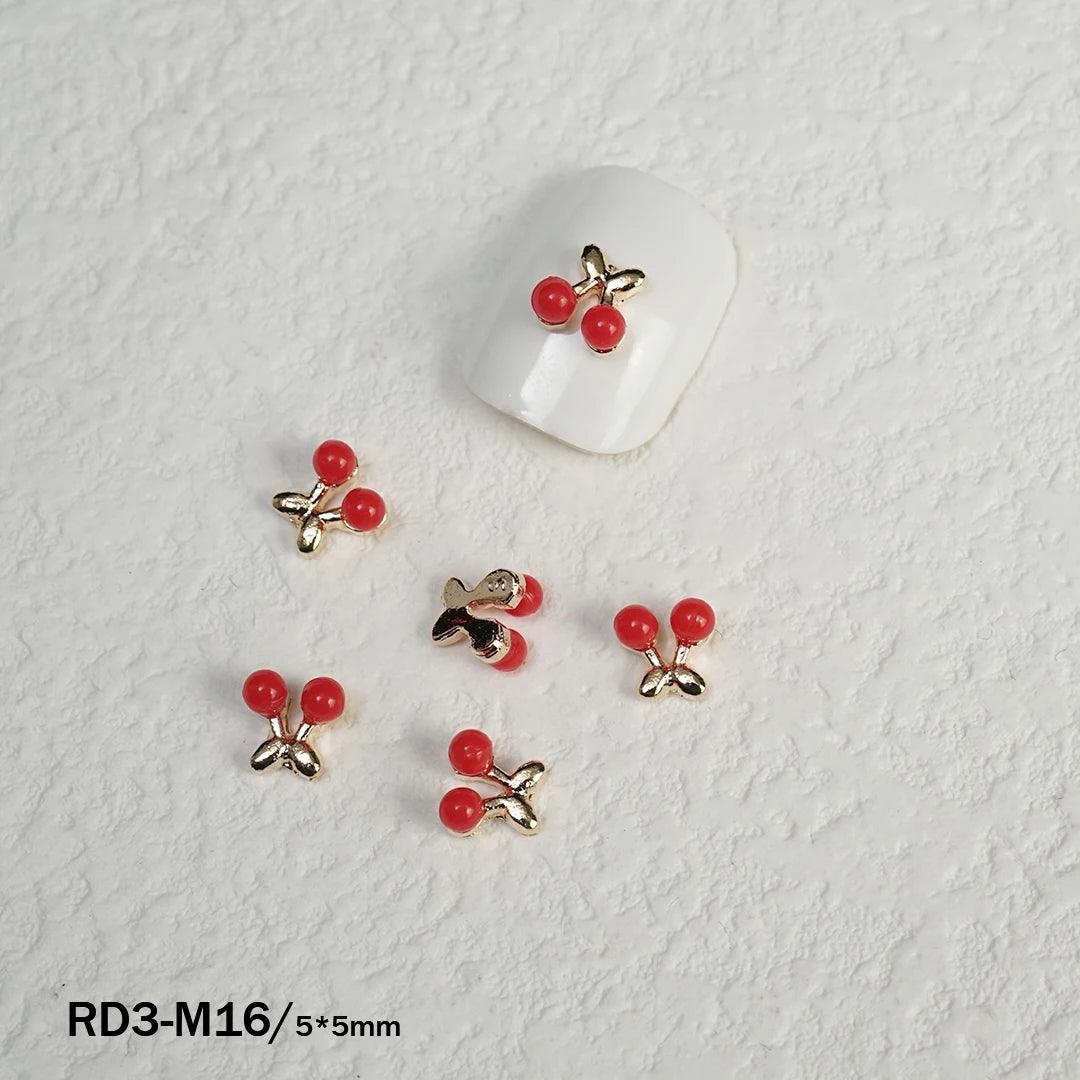 Nail Charms 3D Japanese Tulip Cherry Flower Fruit Nail Art Flatback Decorations Butterfly DIY Manicure Accessories Rhinestones