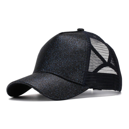 13 Colors Glitter Ponytail Mesh Hat Men Women Baseball Cap Adjustable Female Sequins Shine Summer Sun Bun Caps Outdoor Hats